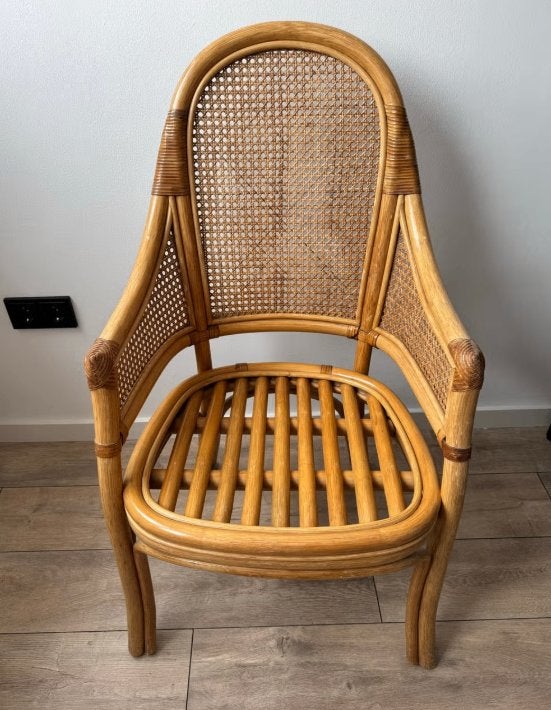 Vintage rotan stoel met webbing rugleuning, Ophalen