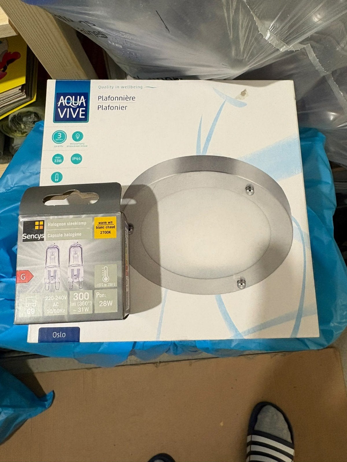 Aqua Vive Plafonnière Oslo met Sencys halogeenlampen, Huis en Inrichting, Ophalen, Zilver, Inclusief lichtbron, Modern