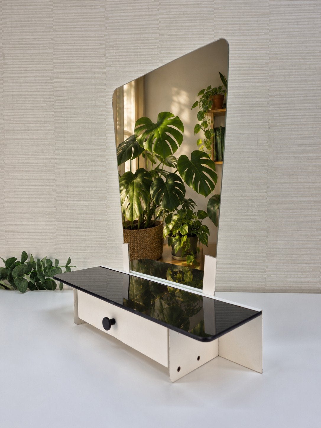 Vintage wandkaptafel/halspiegel metaal met lade., Huis en Inrichting, Ophalen, ., ., .