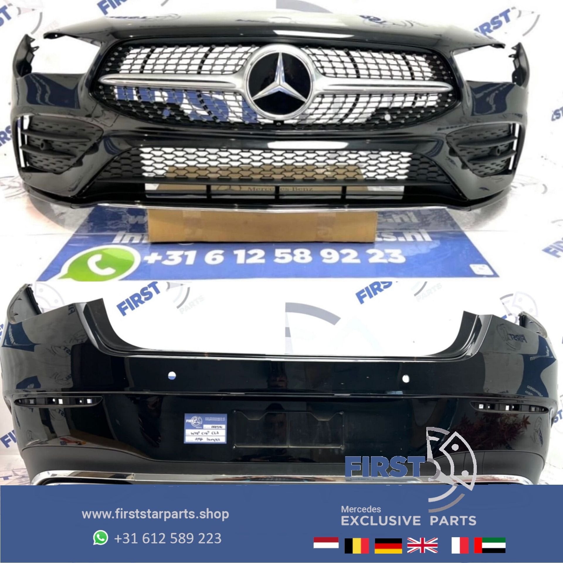 W118  AMG PAKKET voorbumper + Achterbumper SET Mercedes CLA, Gebruikt, -, Ophalen of Verzenden, Bumper
