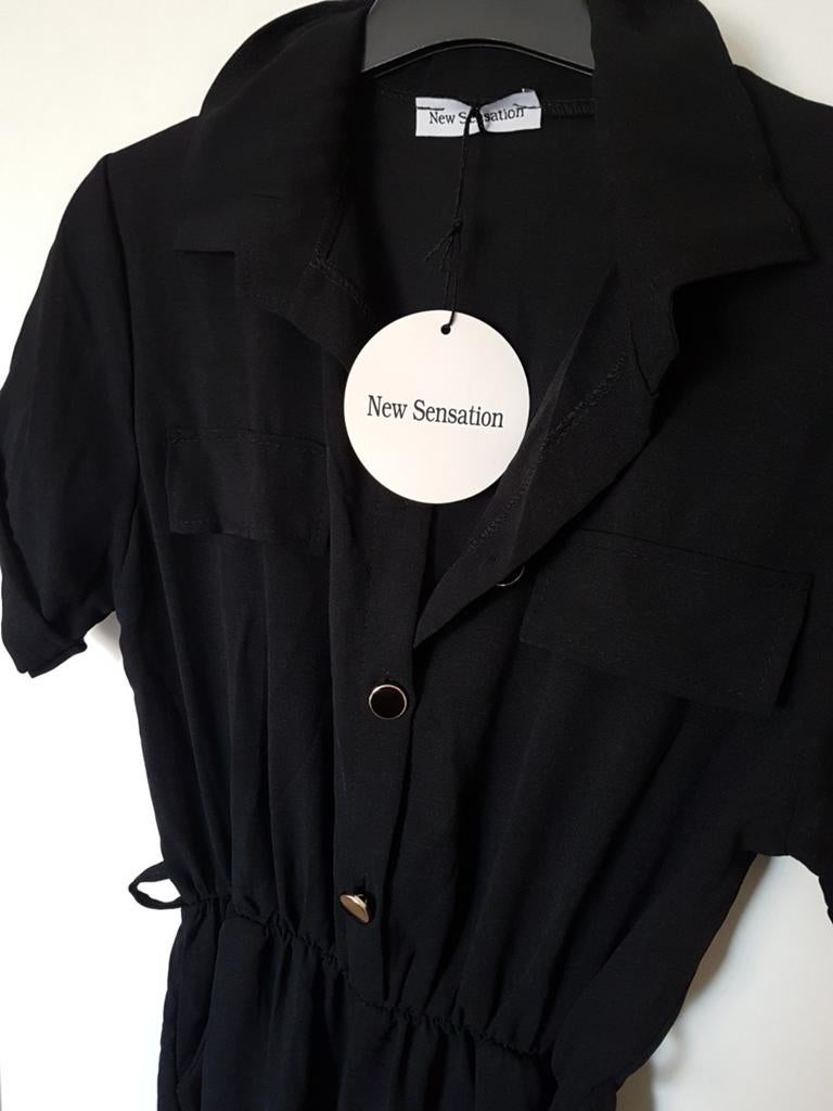 Jumpsuit zwart one size, Kleding | Dames, Jumpsuits, Verzenden, Nieuw, Zwart