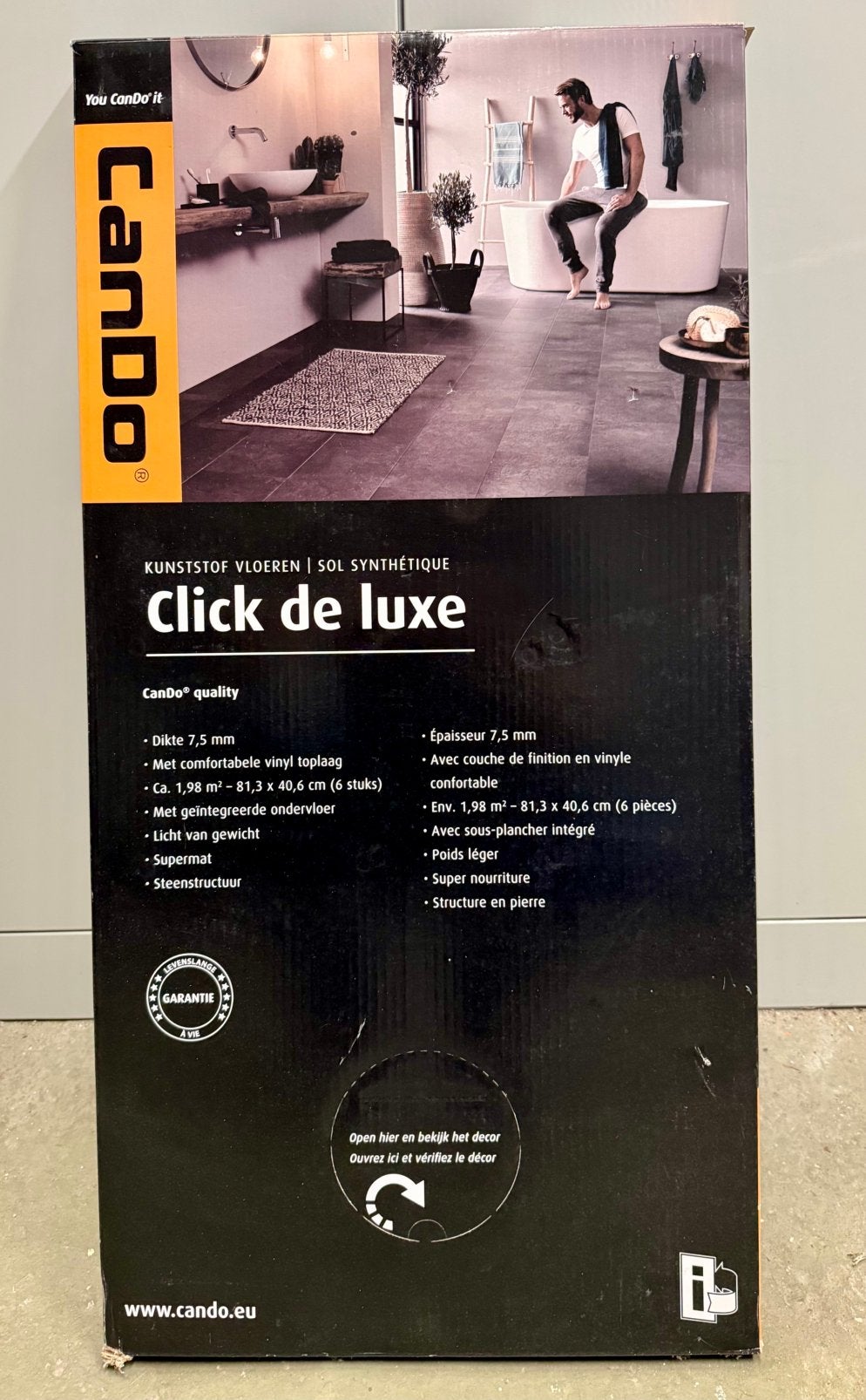 Doos CanDo Click de Luxe Steen Antraciet (5 tegels), 50 tot 150 cm, Nieuw, Minder dan 5 m², Kunststof