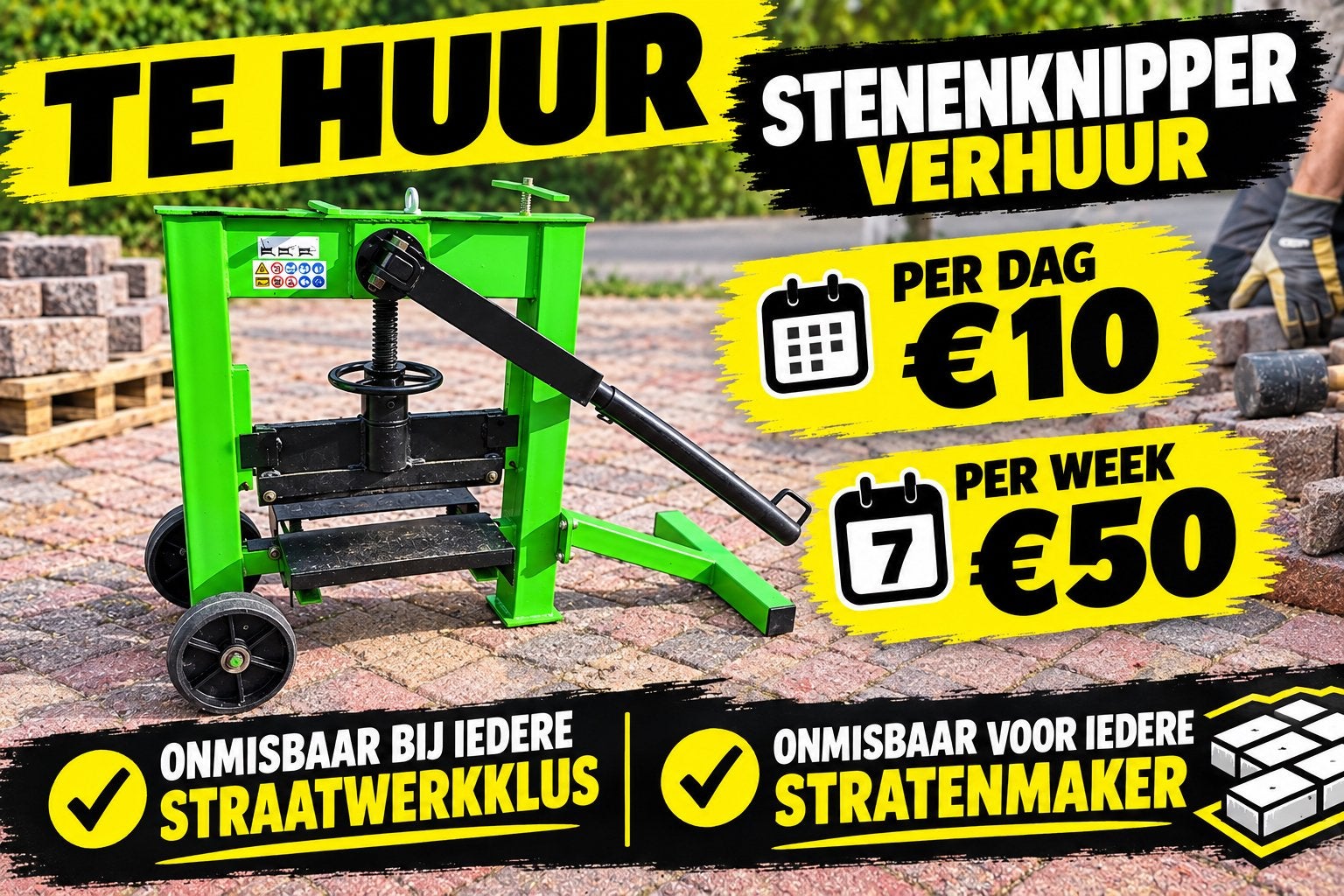 Te huur steenknipper stenenknipper klinkerknipper, Doe-het-zelf en Verbouw, Ophalen, Zo goed als nieuw