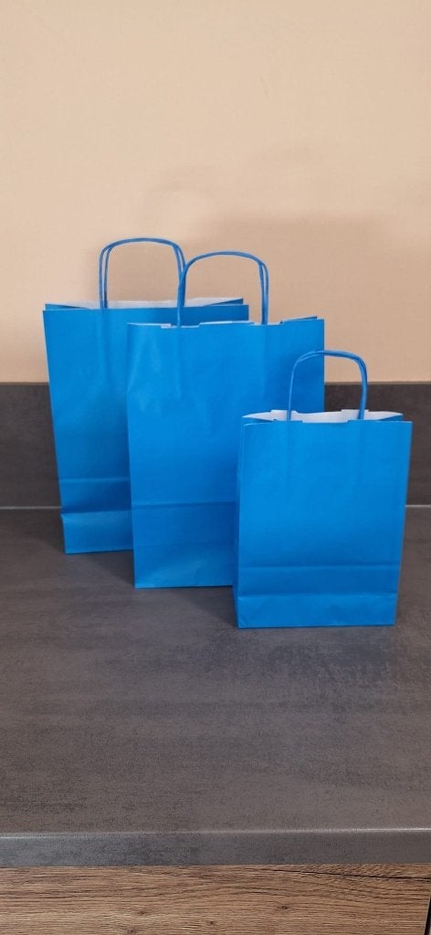 SET 9 Papieren tasjes blauw 3 verschillende maten, Ophalen of Verzenden, Nieuw