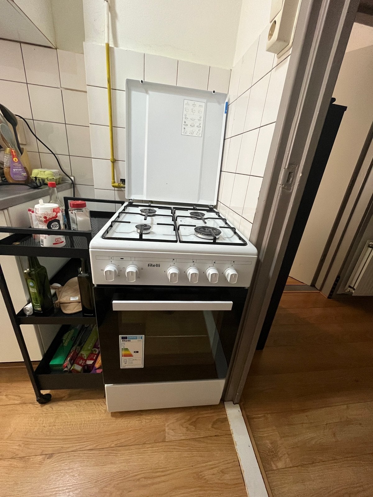 Gasfornuis fitelli ZO GOED ALS NIEUW, Ophalen, 4 kookzones, Zo goed als nieuw, Energieklasse A of zuiniger