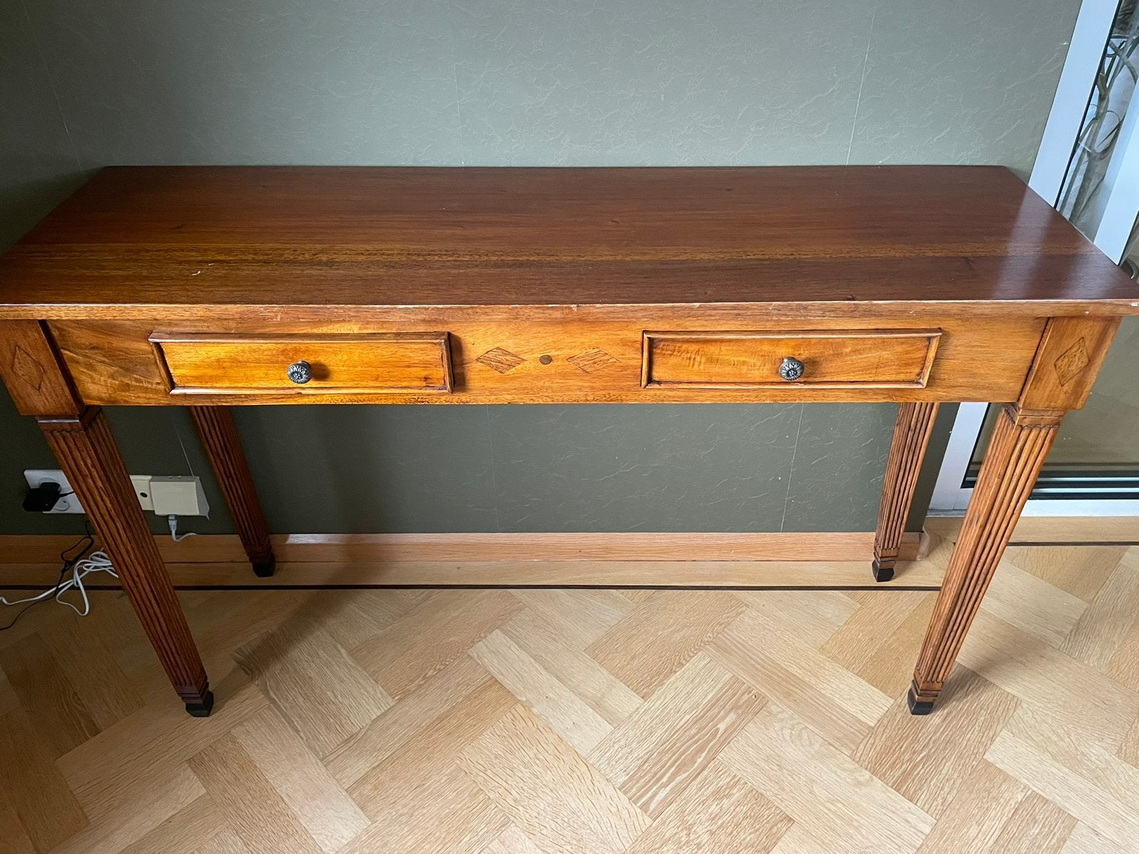 Antieke houten consoletafel / sidetable met lades, Antiek en Kunst, Antiek | Meubels | Tafels, Ophalen