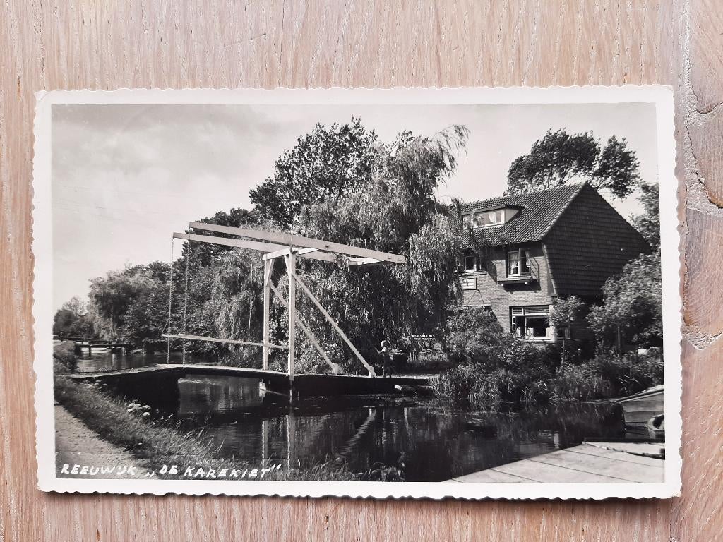 originele fotokaart Reeuwijk clubhuis De Karekiet ophaalbrug, Ophalen of Verzenden, 1920 tot 1940, Gelopen, Zuid-Holland