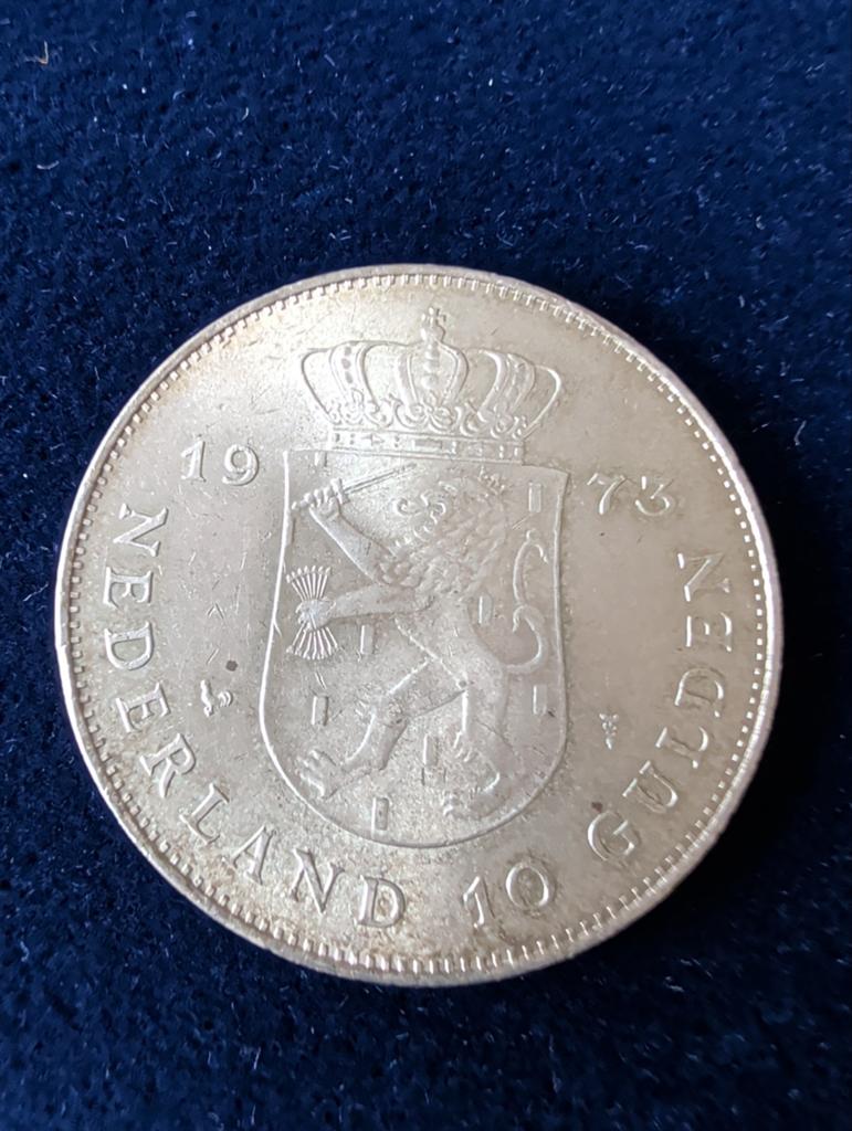 Zilveren 10 Gulden Munt 1973 - Juliana Regina, Postzegels en Munten, Munten | Nederland, Ophalen, Koningin Juliana, Zilver, Losse munt