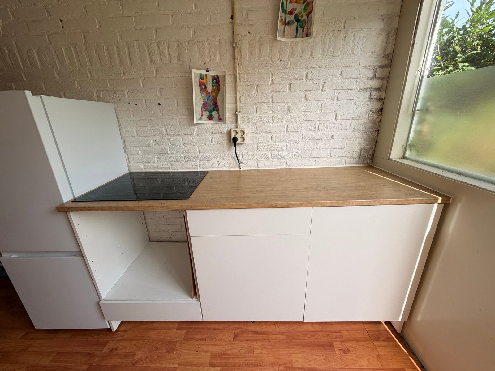 IKEA Keukenblok met Cendo Inductieplaat en ladefrontjes, Ophalen, Gebruikt, 4 kookzones, Inbouw