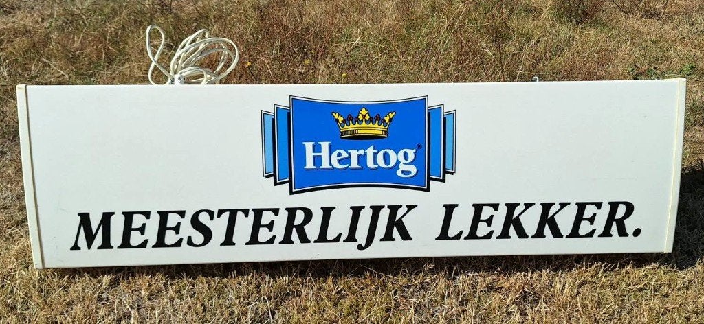 Vintage dubbelzijdige Hertog ijs lichtbak, lichtreclame., Ophalen, Gebruikt, ., Lichtbak of (neon) lamp