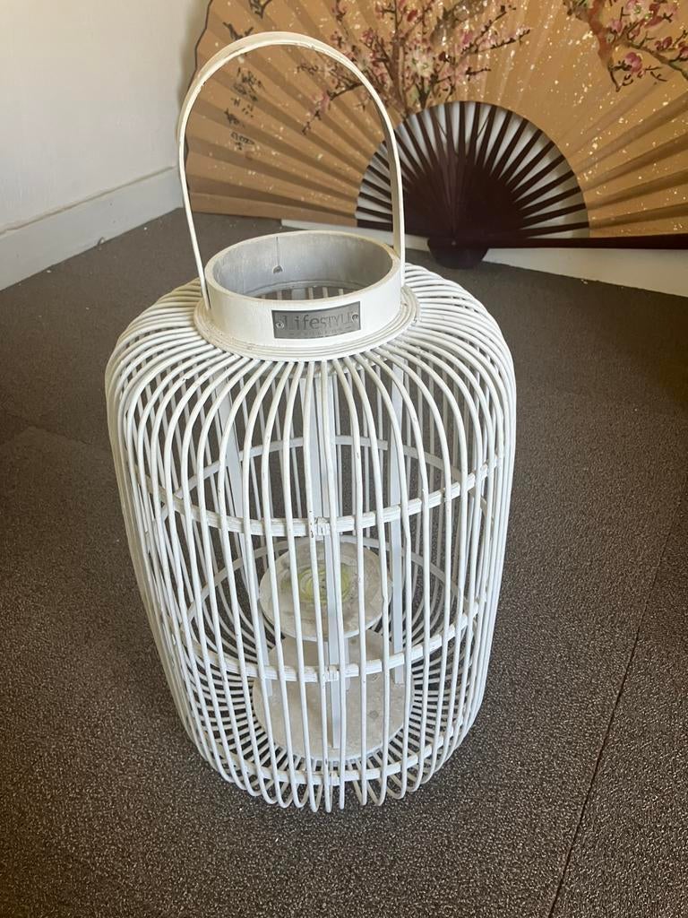 Lifestyle Kandelaar windlicht hout XL gebruikt, Ophalen of Verzenden, Zo goed als nieuw, Wit, Hout