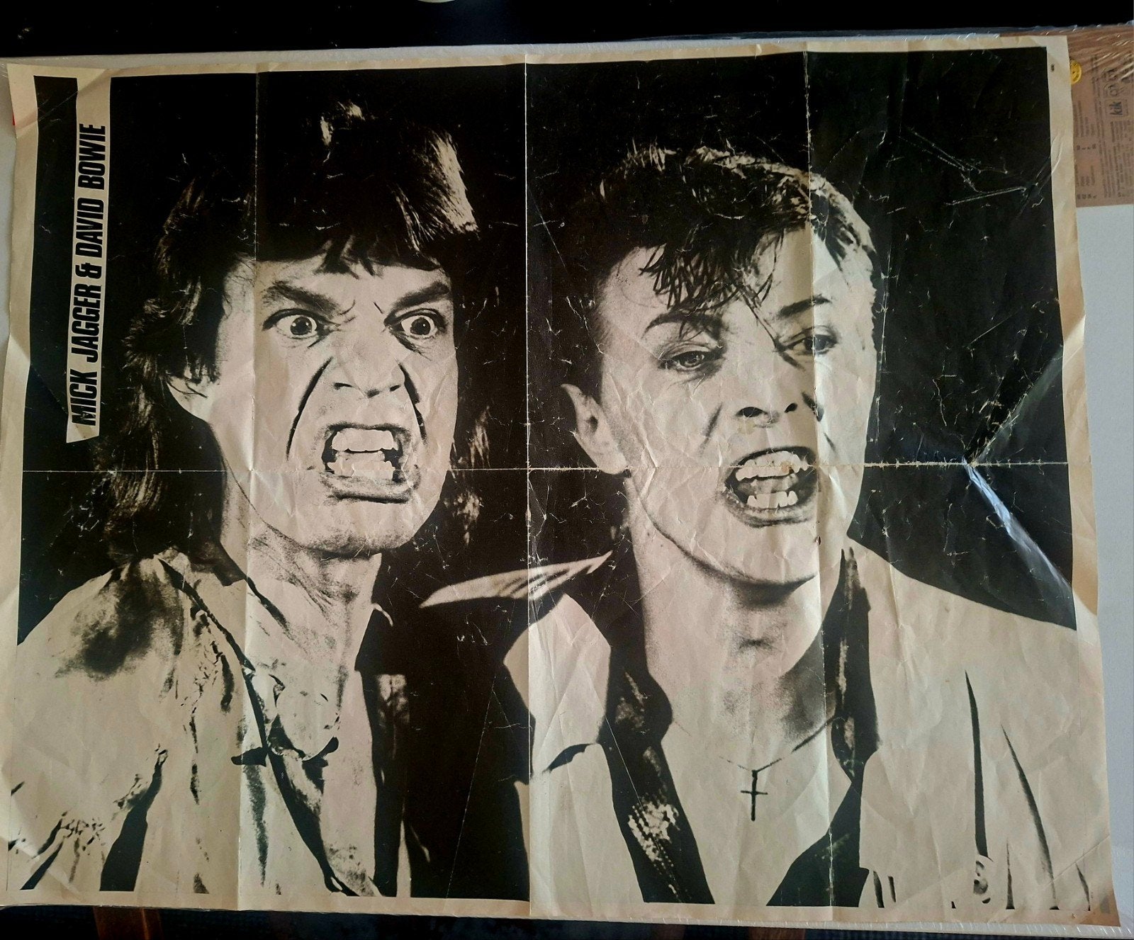 Vintage Poster: Mick Jagger & David Bowie, Ophalen of Verzenden