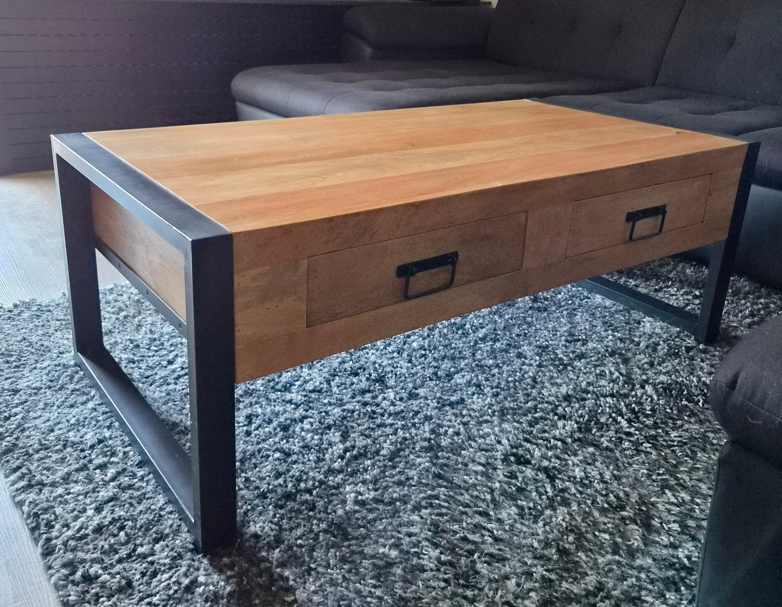 Salontafel industrieel mangohout, Huis en Inrichting, Tafels | Salontafels, Ophalen, 100 tot 150 cm, 50 tot 100 cm, Zo goed als nieuw