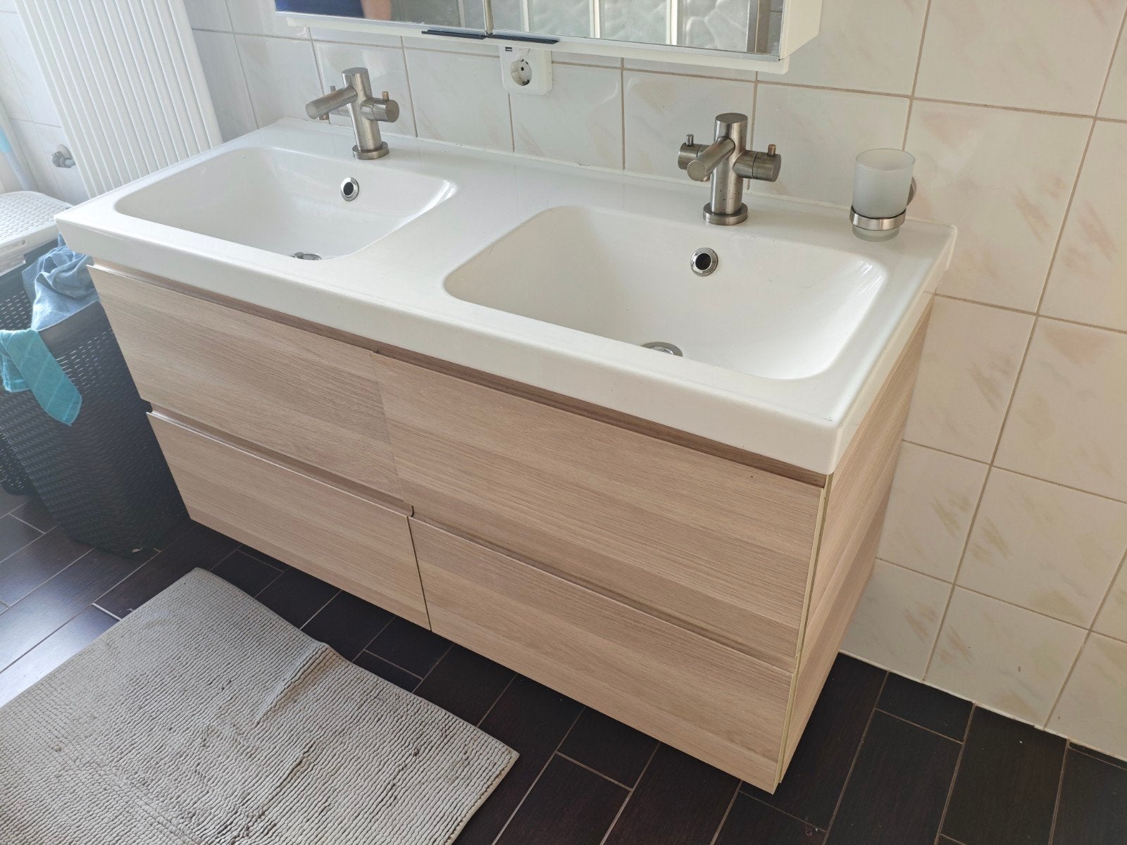 IKEA Godmorgon dubbel wastafelmeubel 120cm, Huis en Inrichting, Badkamer | Badkamermeubels, Gebruikt, 100 tot 150 cm, Ophalen of Verzenden