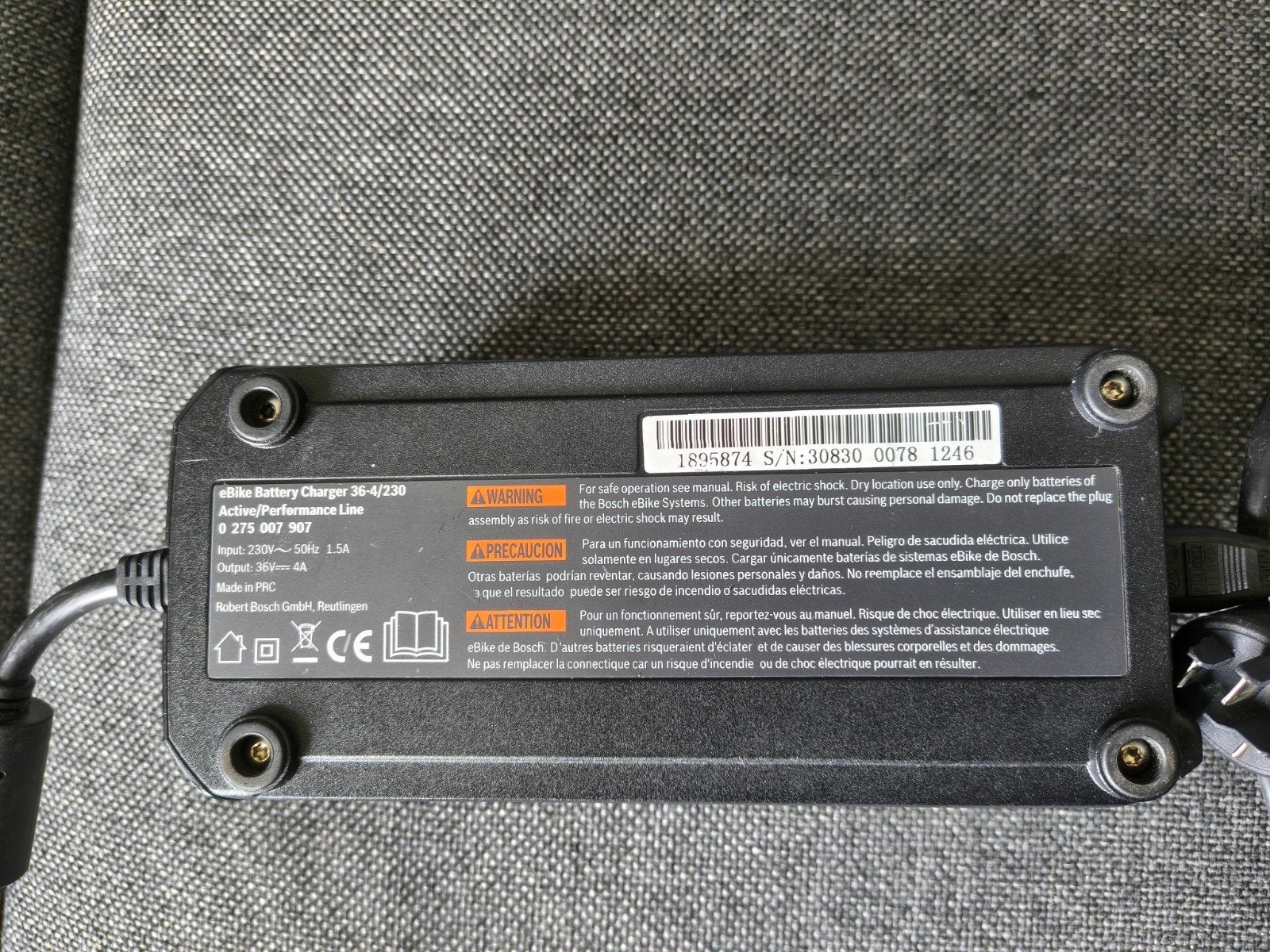 Bosch eBike Acculader 36V/230V Active/Performance Line, Gebruikt