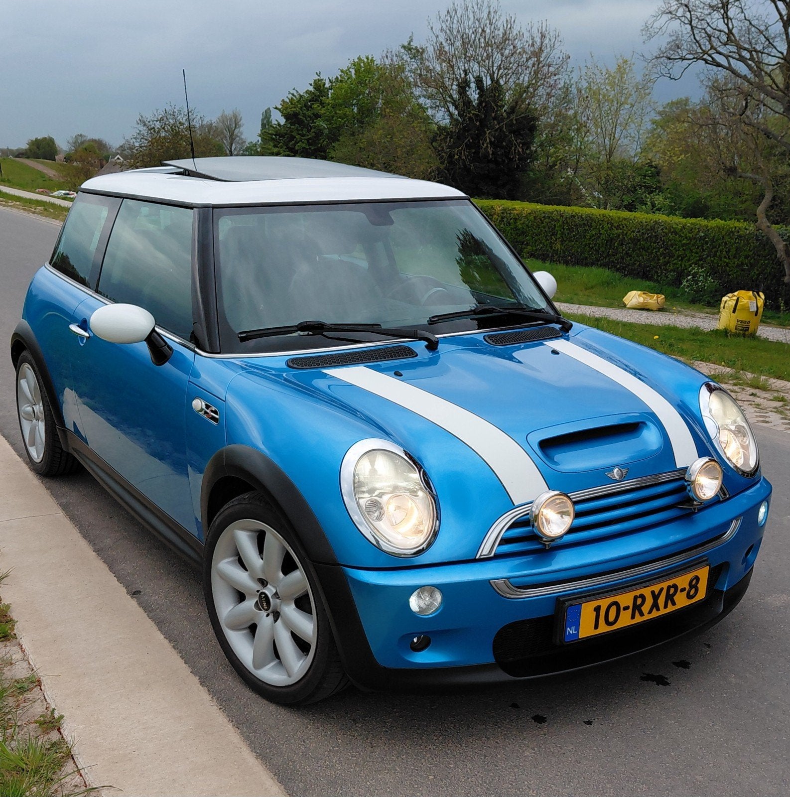 Mini 1.6 16V Cooper S 2004 Blauw, Voorwielaandrijving, 4 cilinders, 163 pk, Leder