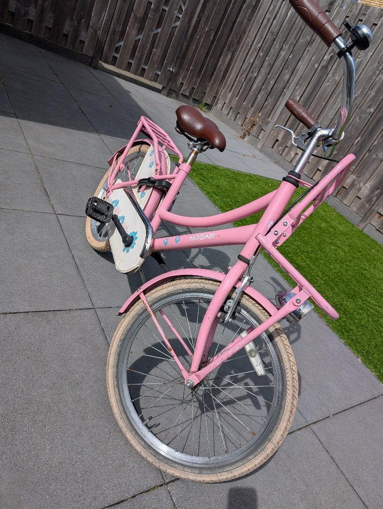 Nogan Vintage Transportfiets 20 inch Meisjes Roze, Fietsen en Brommers, Fietsen | Meisjes, Ophalen, Terugtraprem, Gebruikt, Handrem