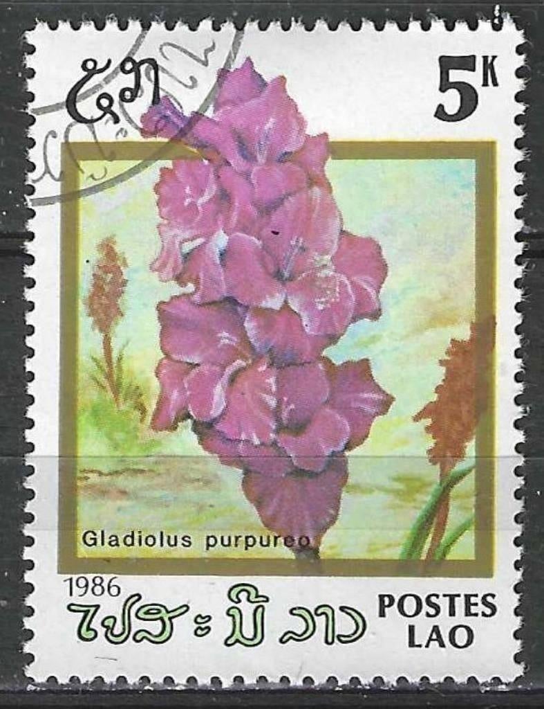 Laos 1986 - Yvert 698F - Tuinbloemen - Gladiolen (ST), Verzenden, Gestempeld, Zuidoost-Azië