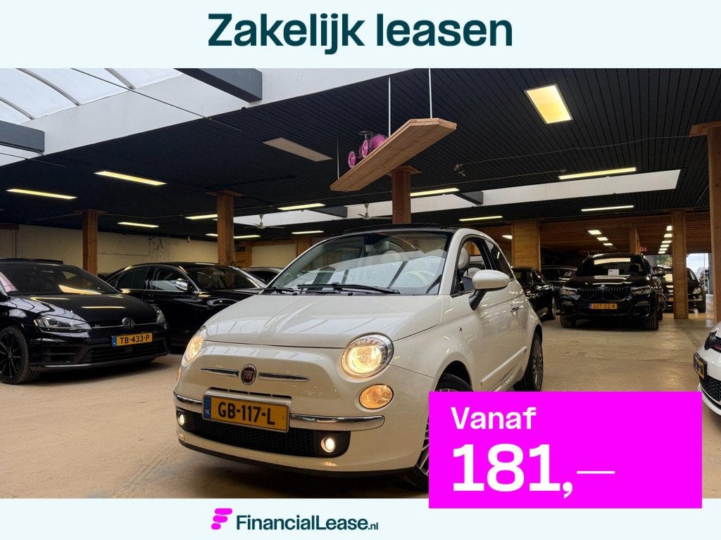 Fiat 500 C 0.9 TwinAir Turbo Cult Cabrio Virtual Airco, Gebruikt, Cabriolet, Wit, Leder