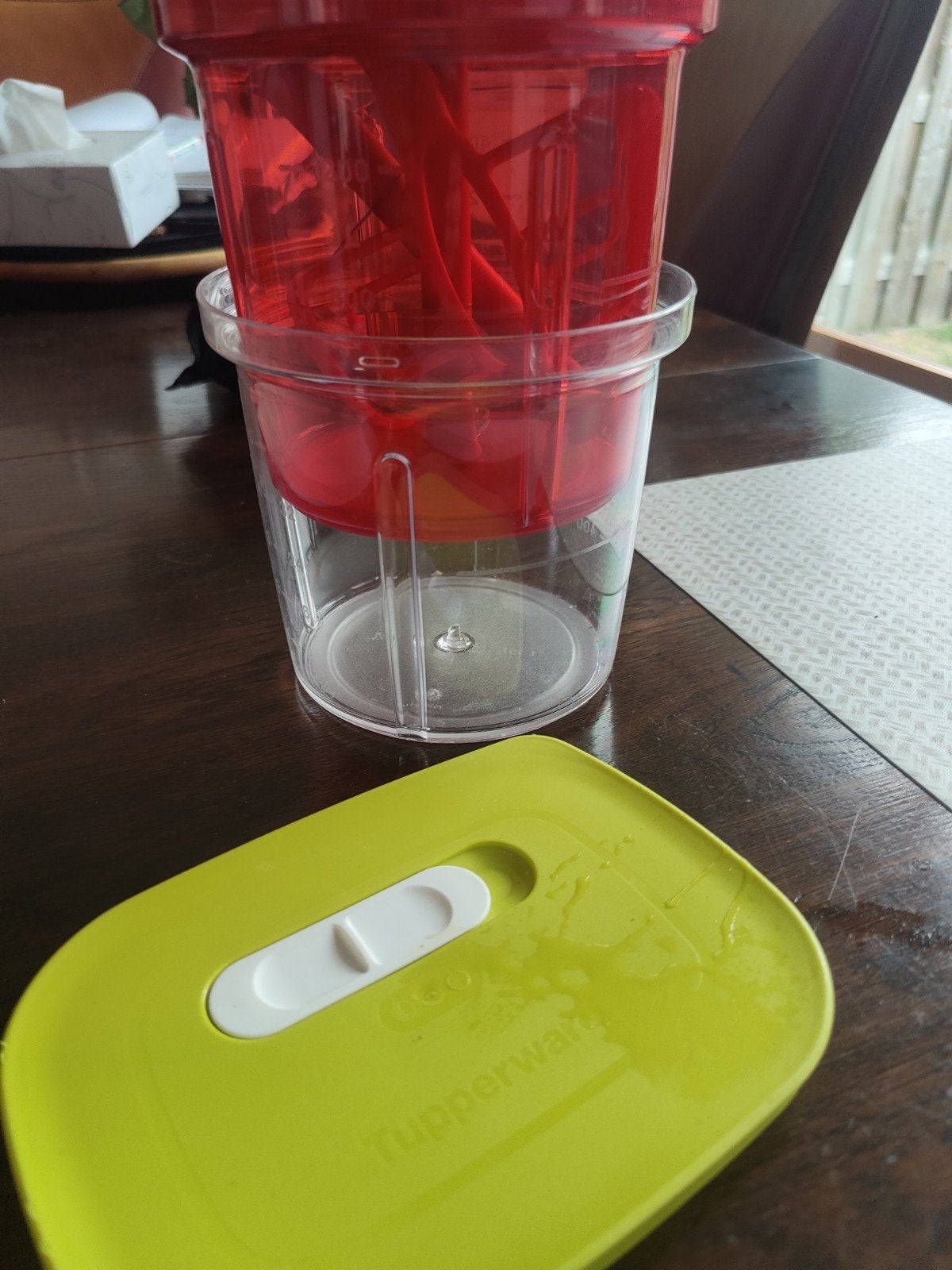 Tupperware Quick Chef hakmolen/mixer rood, Ophalen of Verzenden, Gebruikt, Rood