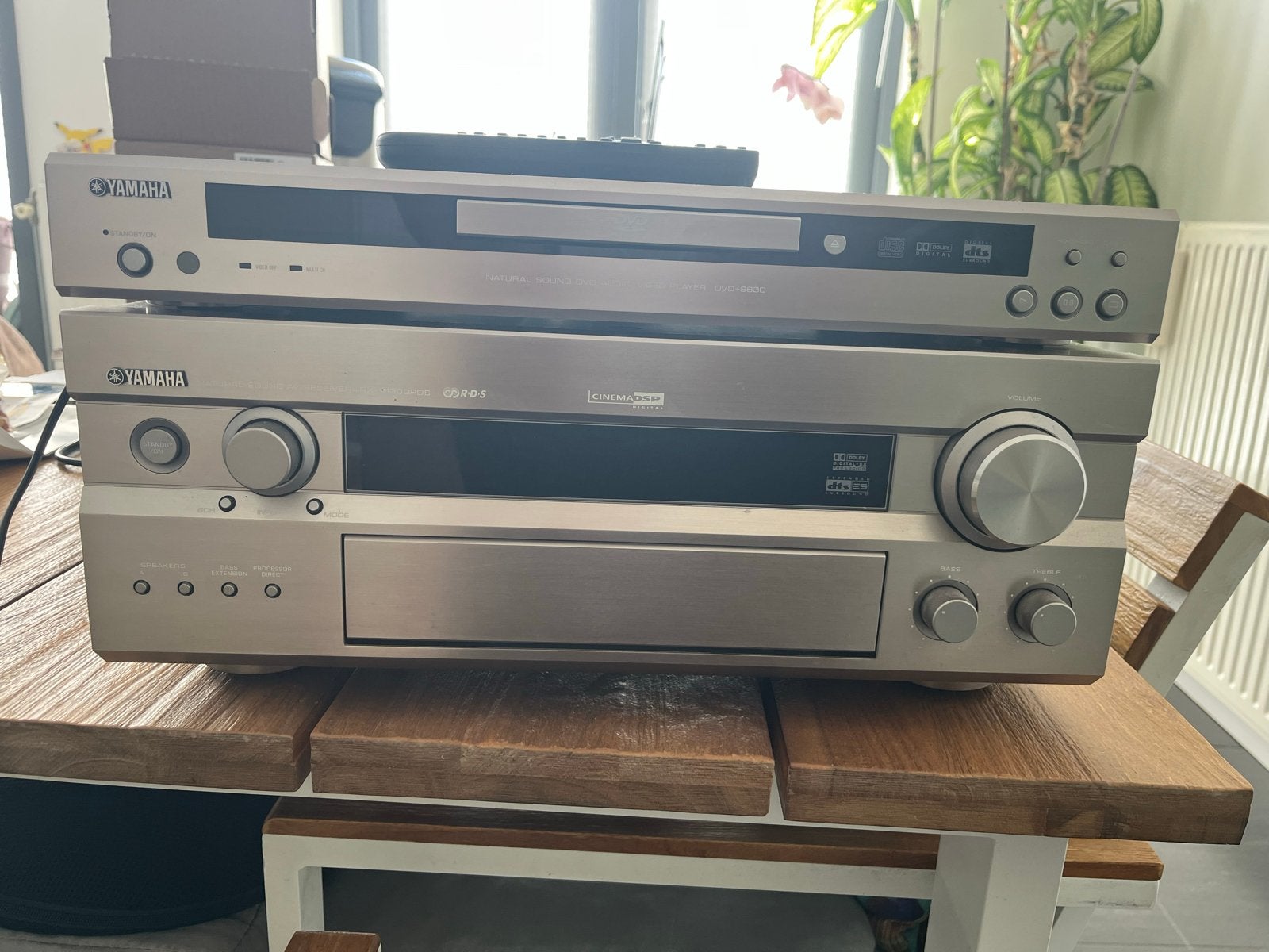 Yamaha RX-V1300RDS Receiver en DVD-S830 DVD-speler, Audio, Tv en Foto, Versterkers en Receivers, Ophalen, Yamaha, 120 watt of meer