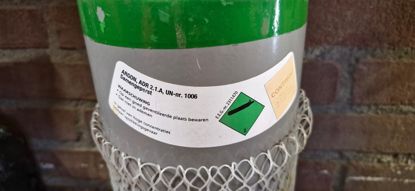 Argon gasfles - VOL - ADR 2.1.A UN-nr. 1006, Ophalen of Verzenden, Gebruikt