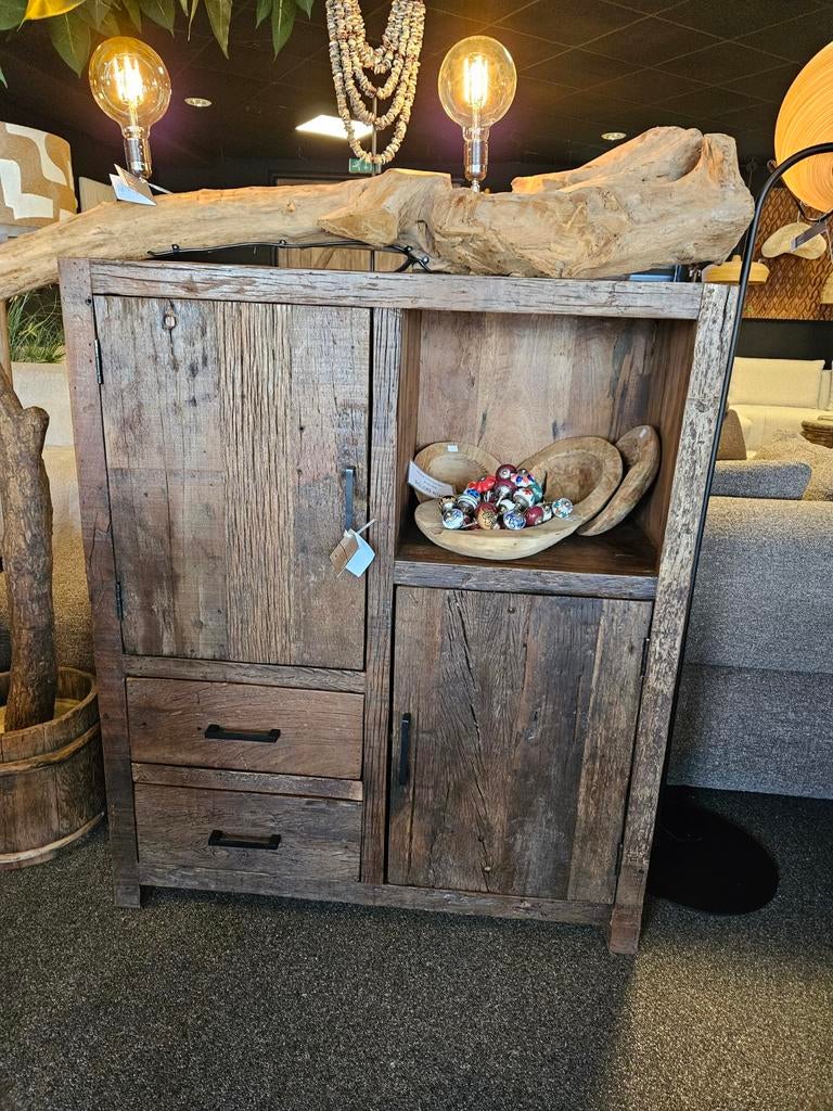 Kabinet oud hout gerecycled  stoer robuust, Ophalen of Verzenden, 25 tot 50 cm, 100 tot 150 cm
