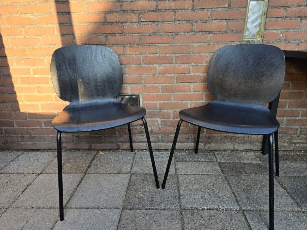 Set van 2 zwarte eetkamerstoelen | design hout & metaal, Huis en Inrichting, Stoelen, Ophalen, Gebruikt, Twee, Zwart