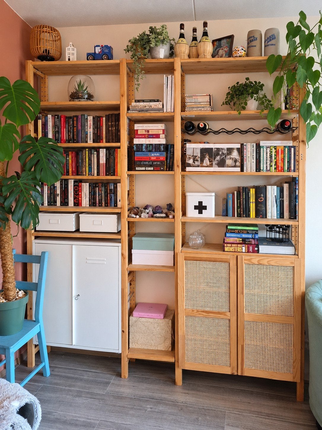 IKEA IVAR kast – compleet met locker, deurtjes en wijnrek, Ophalen, Met plank(en), 200 cm of meer, 150 tot 200 cm