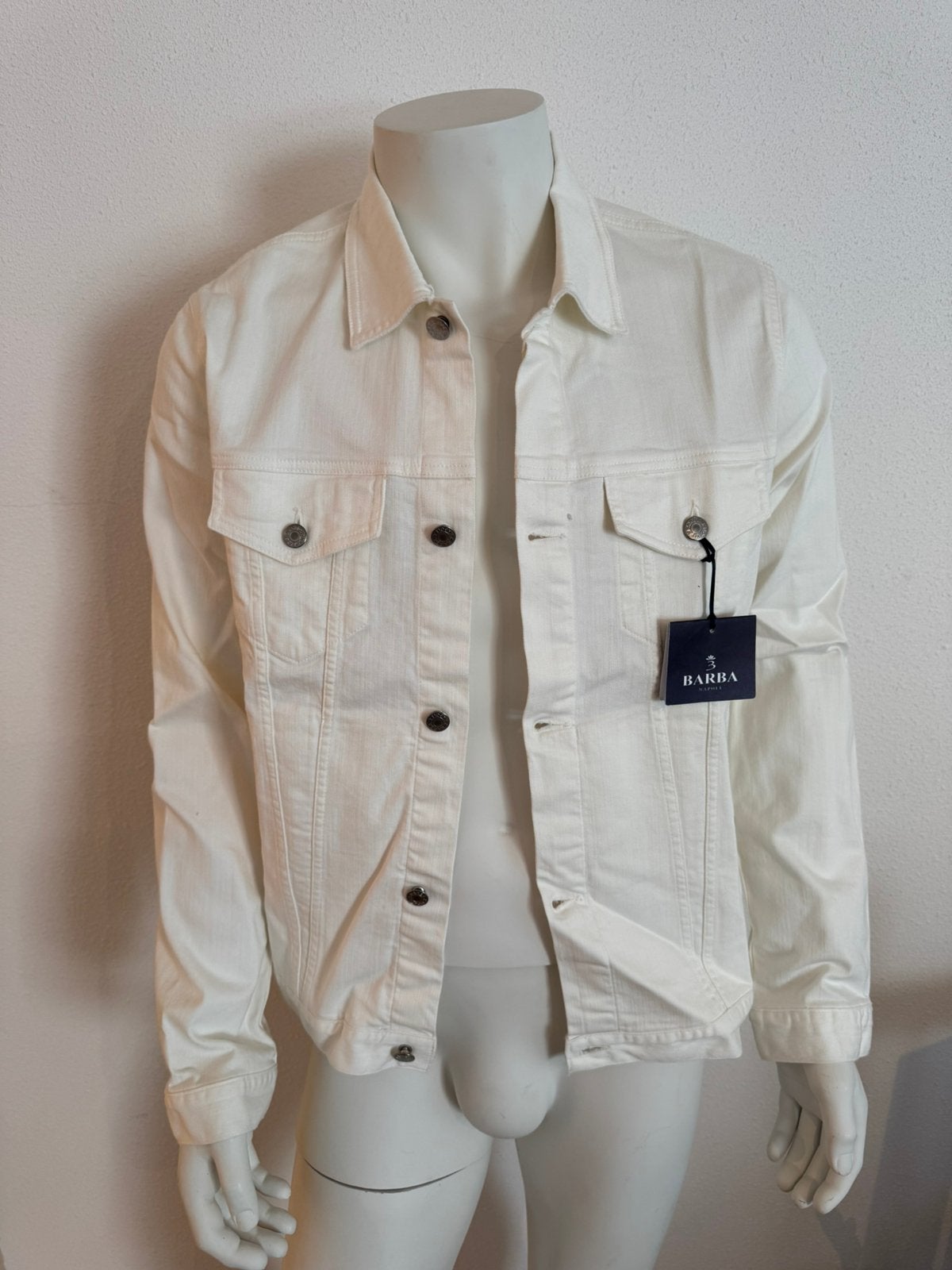 NIEUW Barba Napoli Spijkerjack EU L/XL Off-White, Verzenden, Nieuw, Maat 52/54 (L), Wit