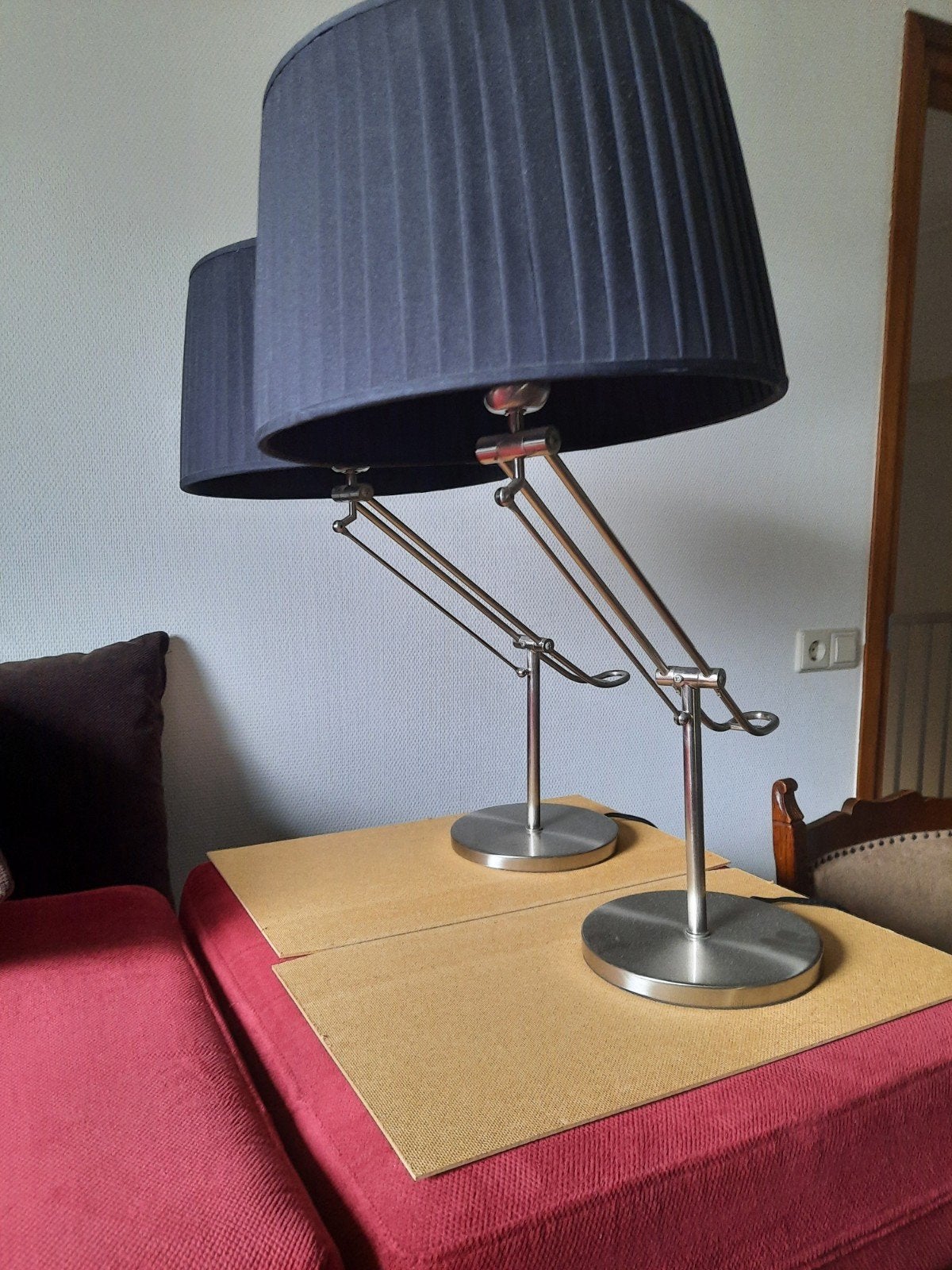 2 lampen, Ophalen, Gebruikt, Met kap, Grijs