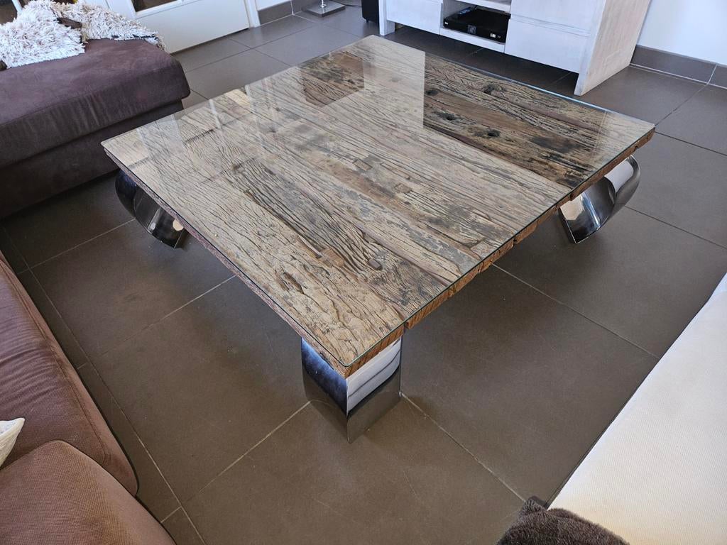 Salontafel Rofra 128x128 - Robuust en Stijlvol, Huis en Inrichting, Tafels | Salontafels, 100 tot 150 cm, Minder dan 50 cm, Rechthoekig