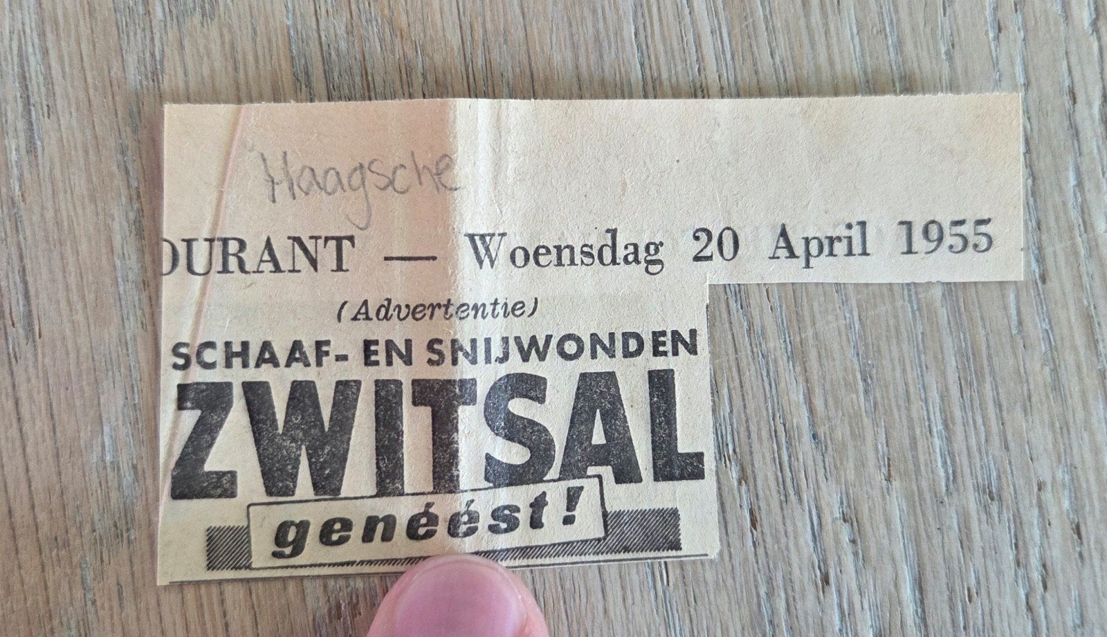 Krantknispel reclame Zwitsal 1955, Ophalen of Verzenden, Reclamebord