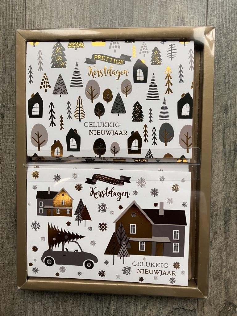 10 luxe kerstkaarten (met folie en enveloppen), Ophalen of Verzenden, Nieuw