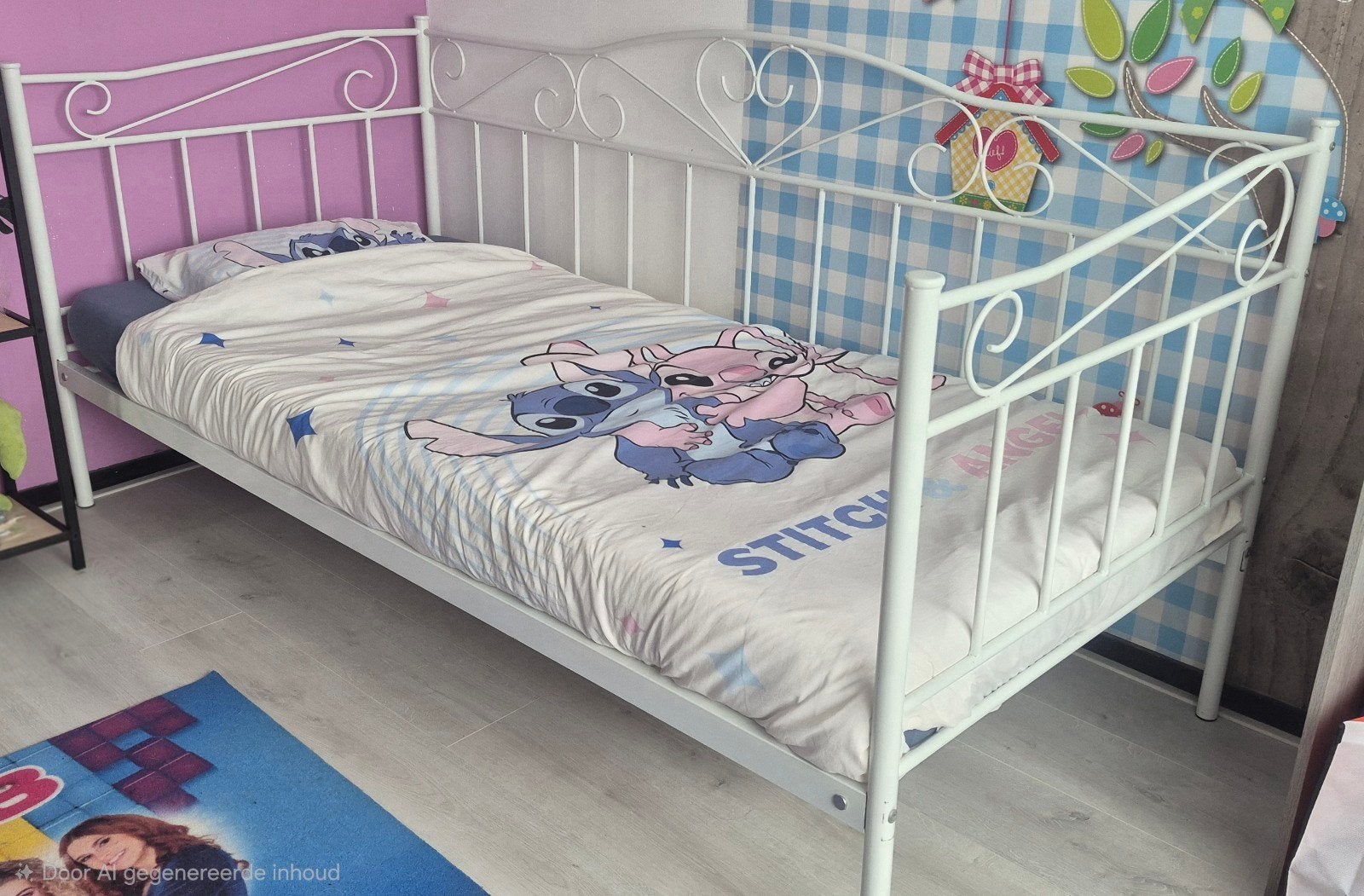 Viking Choice Wit Meisjesbed Frame met Spijlenbodem, Ophalen, Gebruikt, 180 cm of meer, 85 tot 100 cm