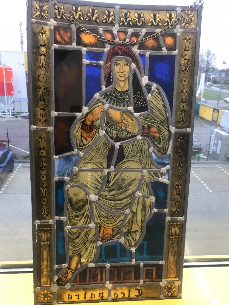 gebrandschilderd glas in loodraam cleopatra, Gebruikt, Minder dan 80 cm, Overige typen, Ophalen of Verzenden