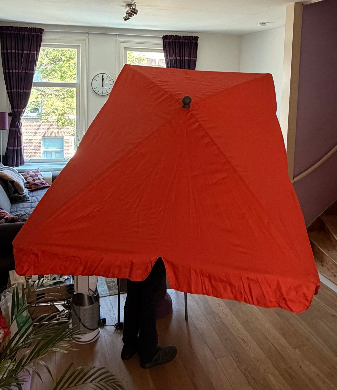 Florabest Rechthoekige Parasol Rood - Nieuw, Ophalen, Kantelbaar, Nieuw, 1 tot 2 meter