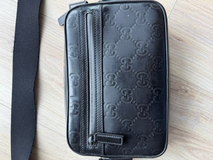 Gucci Schoudertasje/Messenger Zwart met GG-patroon, Ophalen of Verzenden, Gebruikt, Zwart
