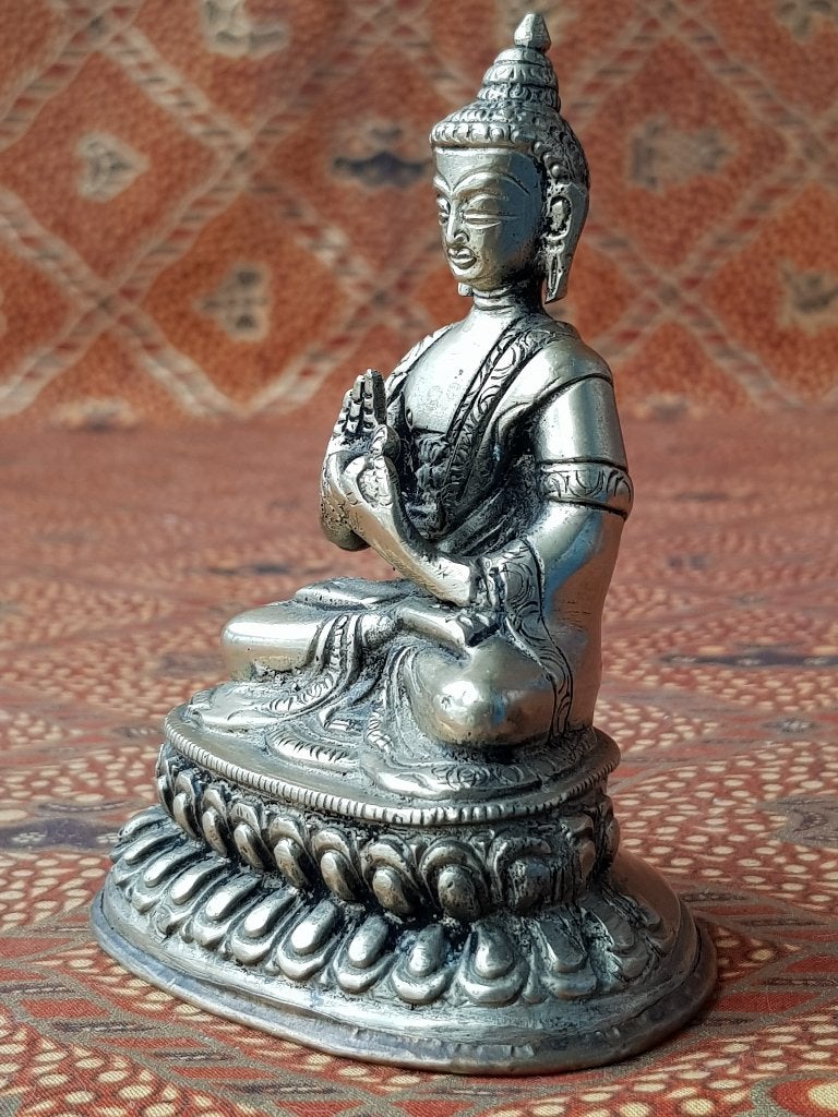 Mooi origineel oud Oosters brons beeldje van Boeddha 10 cm., Antiek en Kunst, Zilver, Handgemaakt, Ophalen of Verzenden, Overige herkomsten