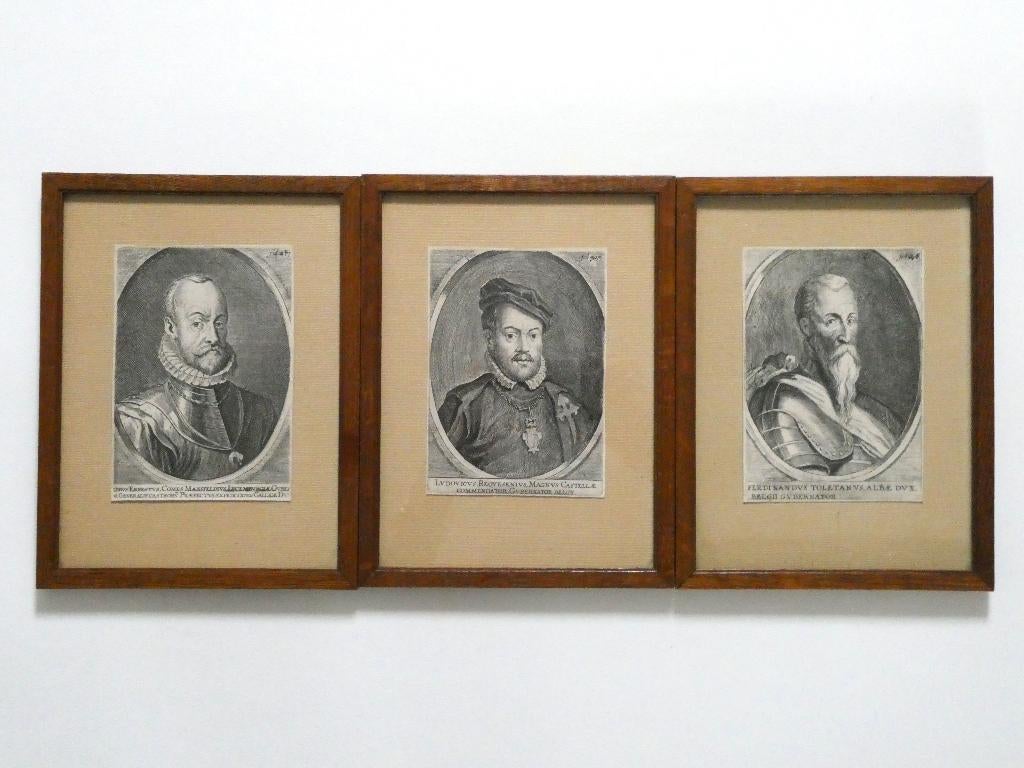 3 Portret kopergravures portretten van Jacob Neefs, Antiek en Kunst, Kunst | Etsen en Gravures, Ophalen of Verzenden