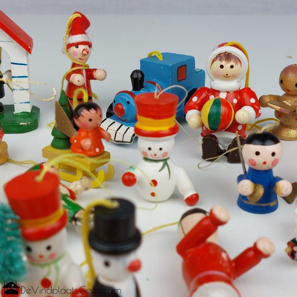 Véél vintage houten kerstboomfiguren, Ophalen of Verzenden