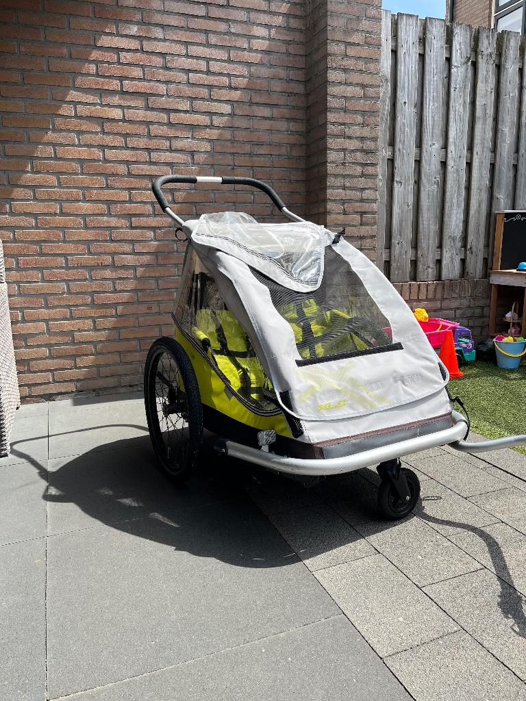 Goed onderhouden fietskar, Fietsen en Brommers, Fietsaccessoires | Aanhangers en Karren, Zo goed als nieuw, Kinderkar, Vering