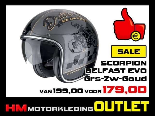 Motorhelm Scorpion Belfast Evo - Drive Fast Grijs - Jethelm, Motoren, Kleding | Motorhelmen, Info@huybersmotoren.nl, HM - Sale