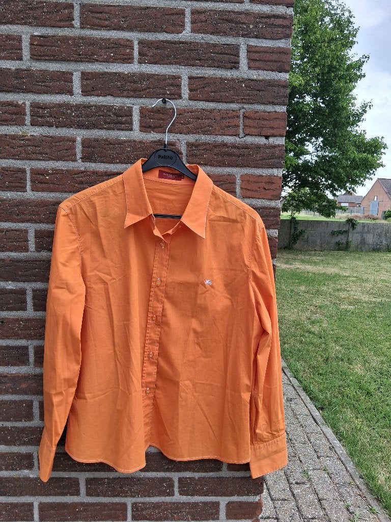 Dames hemd Burberry Mt46, Maat 38/40 (M), Oranje, Ophalen of Verzenden, Zo goed als nieuw