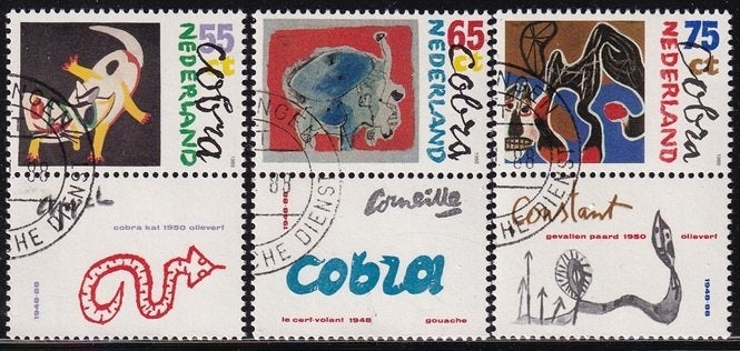 1613 - Nederland nvph 1408/1410 gestempeld , Moderne kunst, Postzegels en Munten, Postzegels | Nederland, Verzenden, Na 1940, Gestempeld