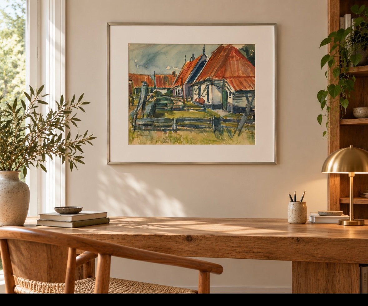 Orgineel Aquarel Toon de Haas, gesigneerd, Realistisch, Ophalen of Verzenden, Gesigneerd, Aquarel