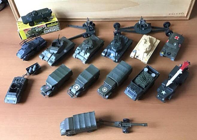 Verzameling Solidio legervoertuigen - tanks - modelauto, Ophalen of Verzenden, Gebruikt, Overige typen, Solido