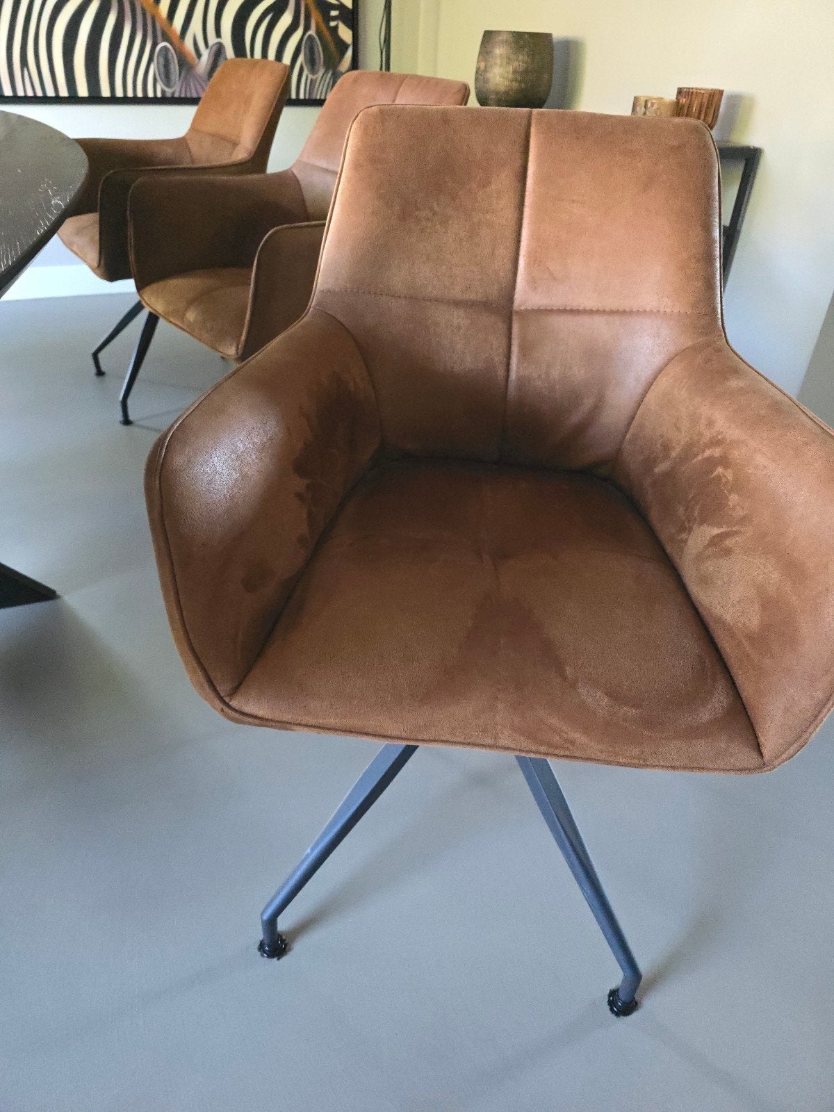 6x De Bommel eetkamerstoelen - Cognackleur, Ophalen, Vijf, Zes of meer stoelen, Modern, Industrieel, Bruin