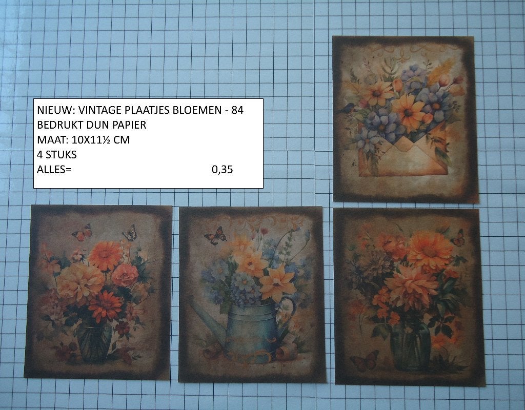 ⚠️nu 0,15: vintage plaatjes bloemen 84 ( alleen verzenden, Ophalen, Nieuw, Overige thema's, Knipvel
