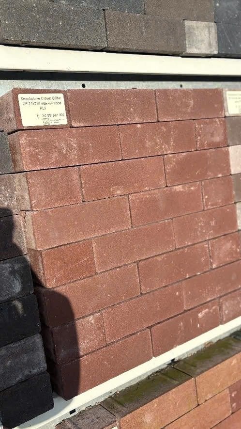 Strackstone Crown GRN+ DF 21x7x8 vlak Wijnrood PL2, Nieuw, Ophalen of Verzenden, 10 m² of meer, Beton